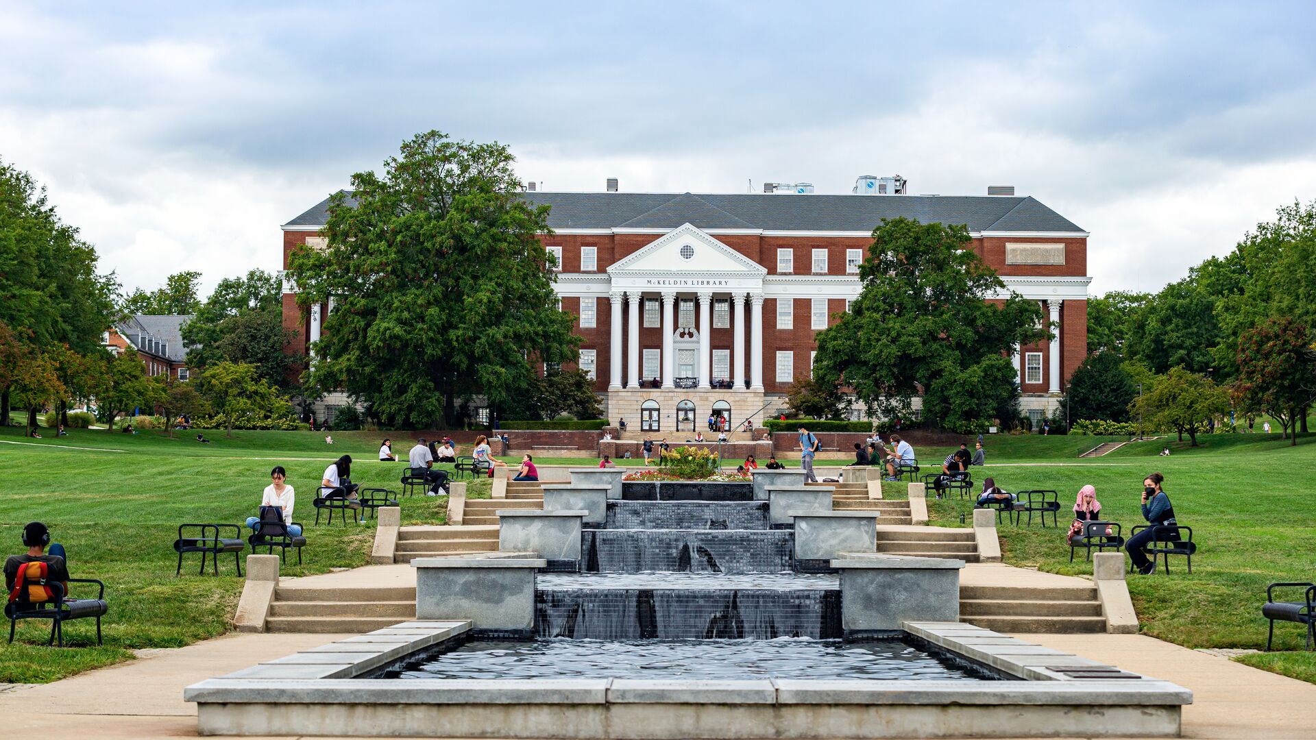 Campus setting on a spring day